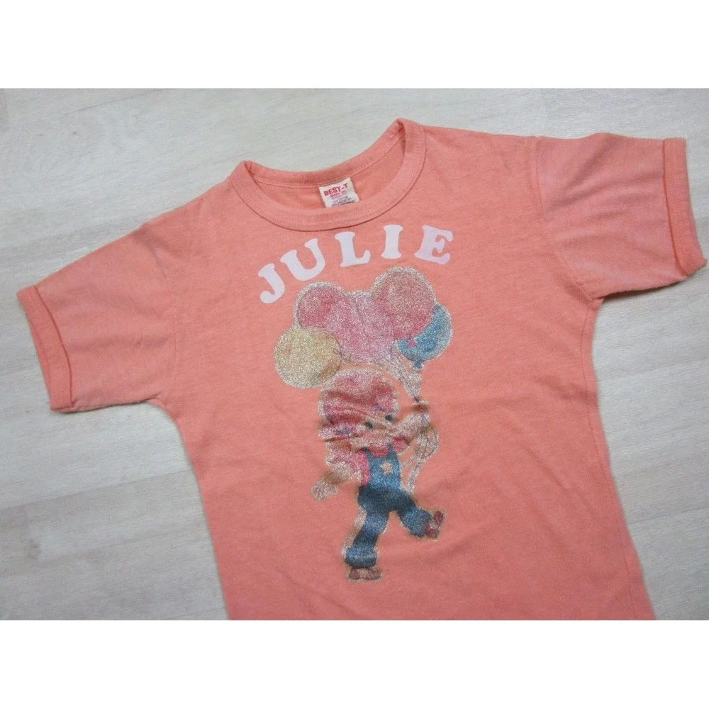 Vintage 70s Glitter Iron T-Shirt On Kids Youth (S) Personalized Julie Name Tee